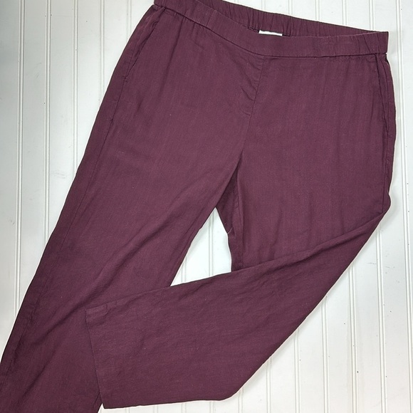 J. Jill linen stretch burgundy flat front crop pants L - Picture 2 of 12